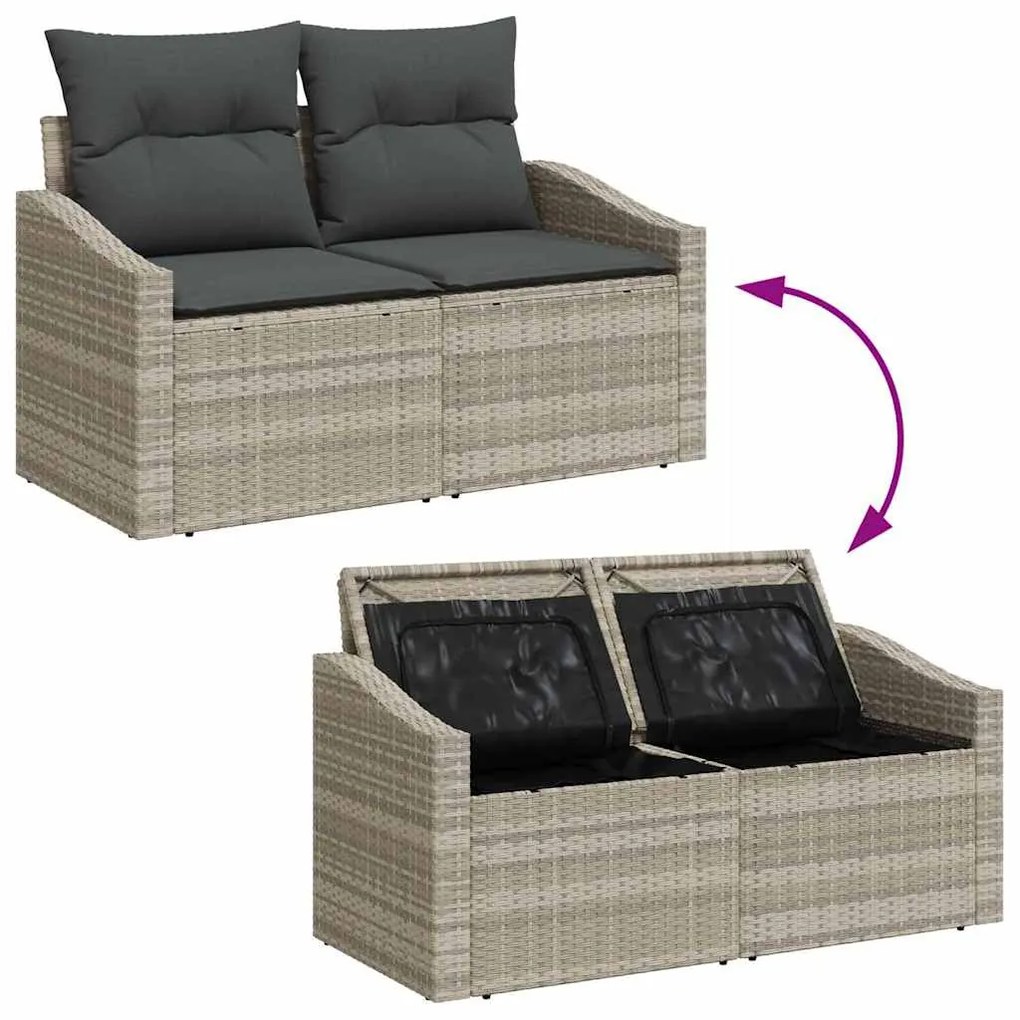 vidaXL Σετ Καναπέ Κήπου με μαξιλάρι 6 pcs Ανοιχτό Γκρι, Σκούρο Γκρι