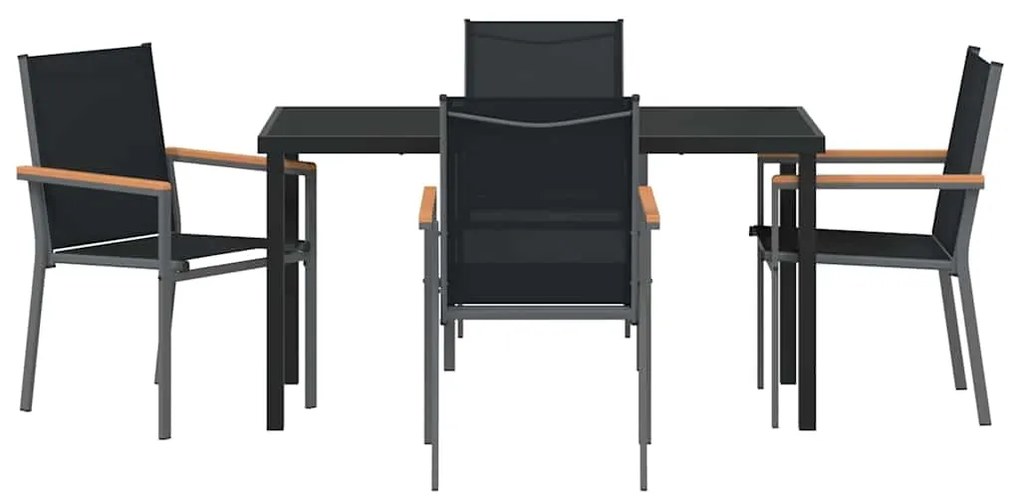 vidaXL Σέτ φαγητού για κήπο 5 pcs Μαύρο Ατσάλι με Πούδρα