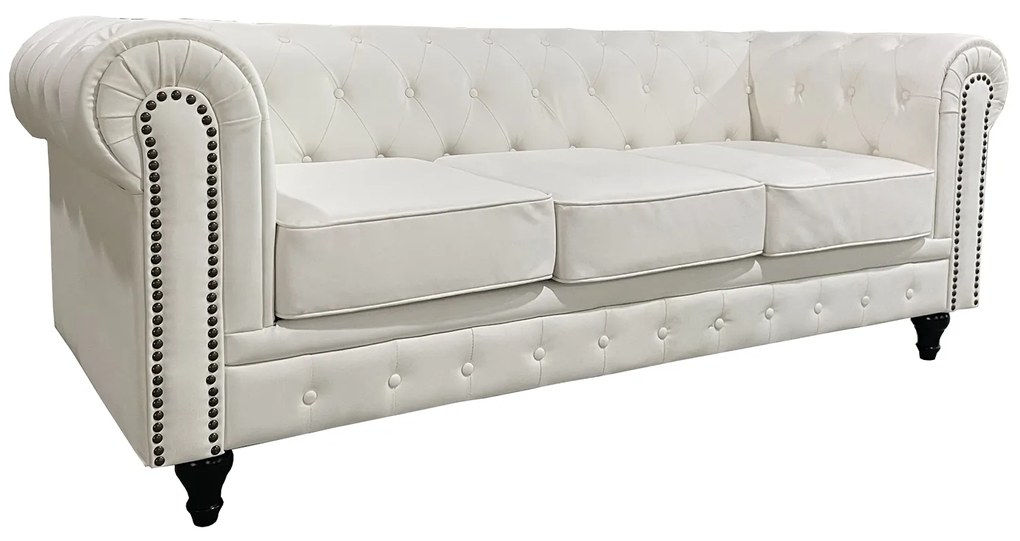 Καναπές Τριθέσιος ArteLibre AVERY Λευκό PU 208x90x73cm-14290073
