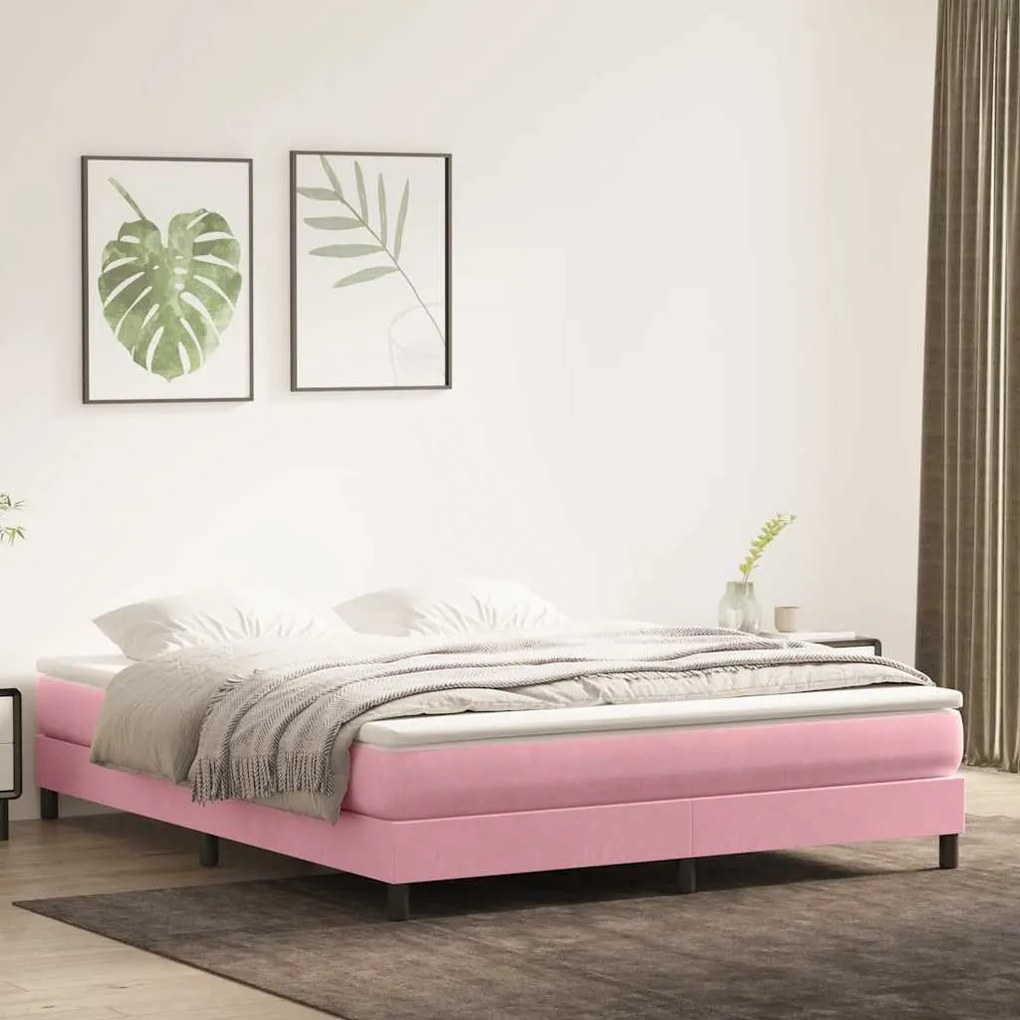 vidaXL Κρεβάτι Boxspring χωρίς Στρώμα Ροζ 180x210 εκ. Βελούδινο