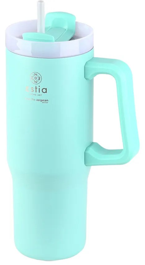 ESTIA ΘΕΡΜΟΣ STRAW TUMBLER XL SAVE THE AEGEAN 900ml BERMUDA GREEN