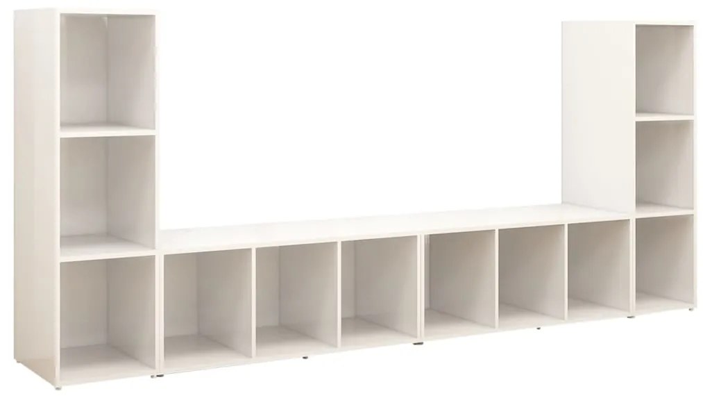 vidaXL Έπιπλα Τηλεόρασης 4 τεμ. Γυαλ. Λευκά 107x35x37 εκ. Μοριοσανίδα