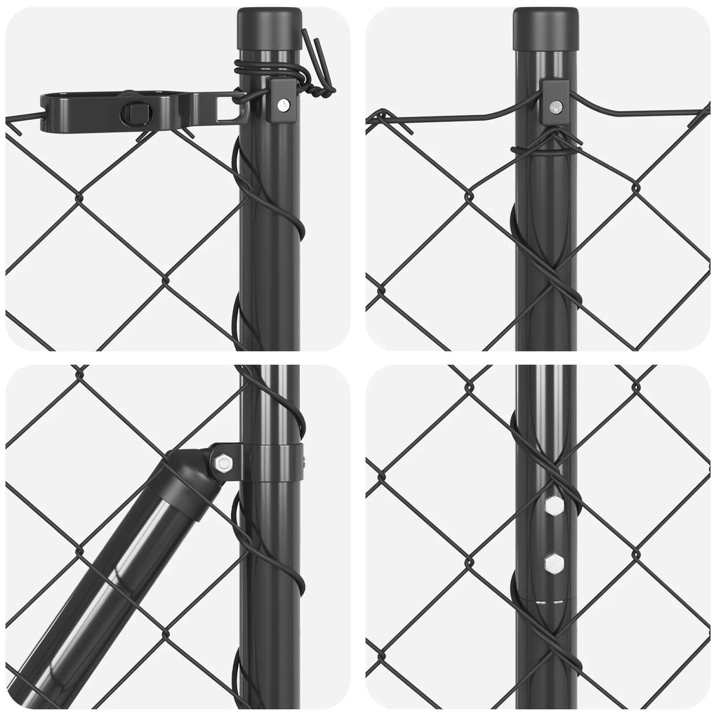 vidaXL Σετ Στύλων Φράχτη Γκρι 1.6 x 25 m Επικαλυμμένος Χάλυβας