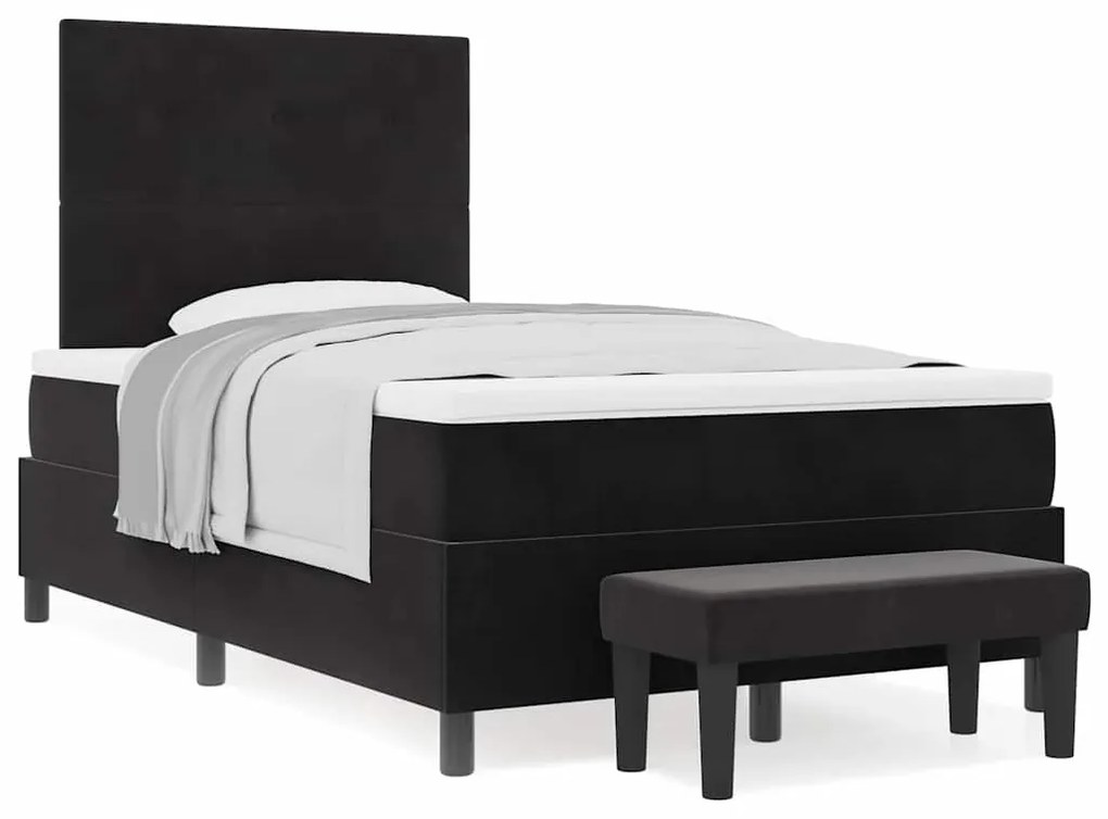 vidaXL Κρεβάτι με ελατήρια με στρώμα Μαύρο 120 x 200 cm Βελούδο