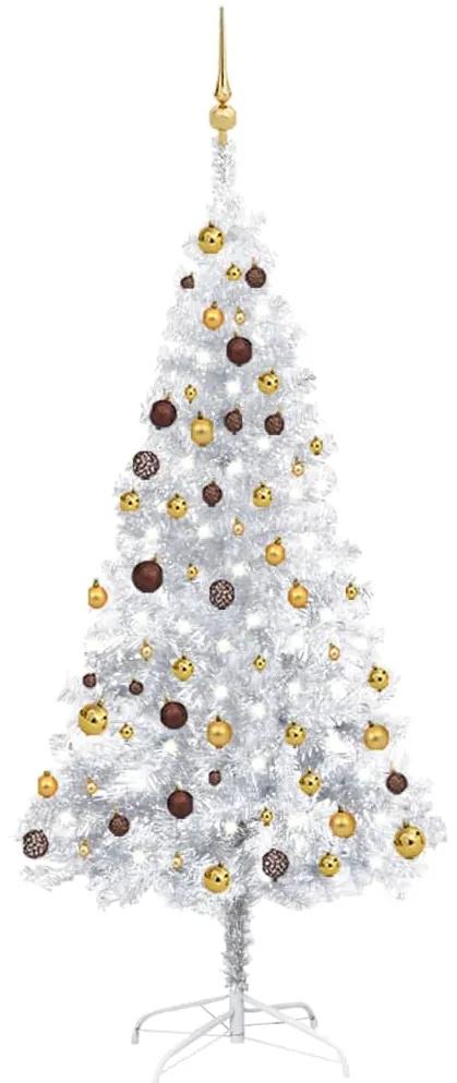vidaXL Χριστουγεν Δέντρο Προφωτισμένο Τεχνητό Μπάλες Ασημί 180εκ PET