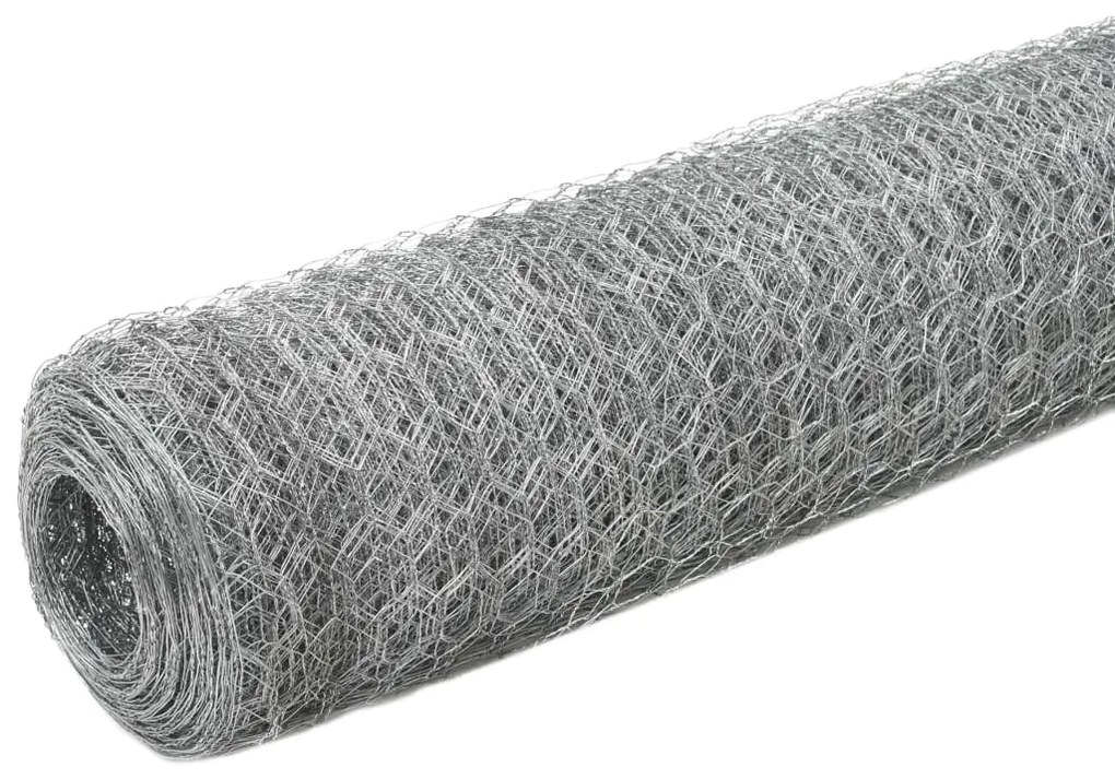 vidaXL Συρματόπλεγμα Εξάγωνο Ασημί 25 x 1,2 μ. από Γαλβανισμένο Χάλυβα