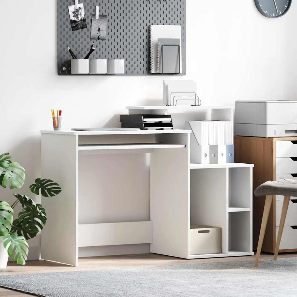 vidaXL Γραφείο με Αποθήκευση Λευκό 120.5x44x88.5 εκ Επενδυμένο Ξύλο