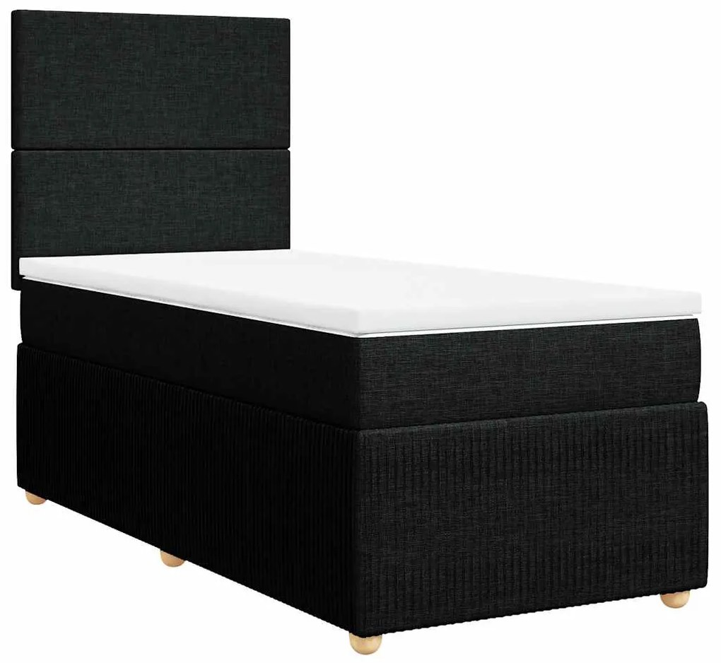 vidaXL Κρεβάτι Boxspring με Στρώμα Μαύρο 100 x 200 εκ. Υφασμάτινο