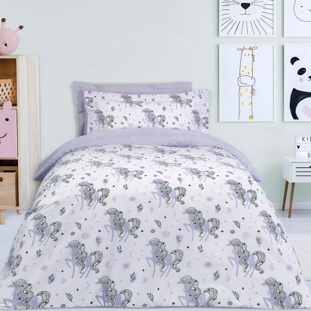 Παπλωματοθήκη Παιδική 4838 (Σετ 2τμχ) Lila-White Das Home Μονό 160x240cm Cotton-Polyester