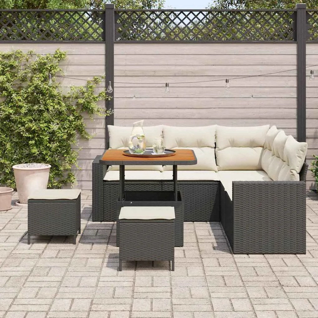 vidaXL Σετ Καναπέ Κήπου 8 pcs Μαύρο συνθετικό ρατάν