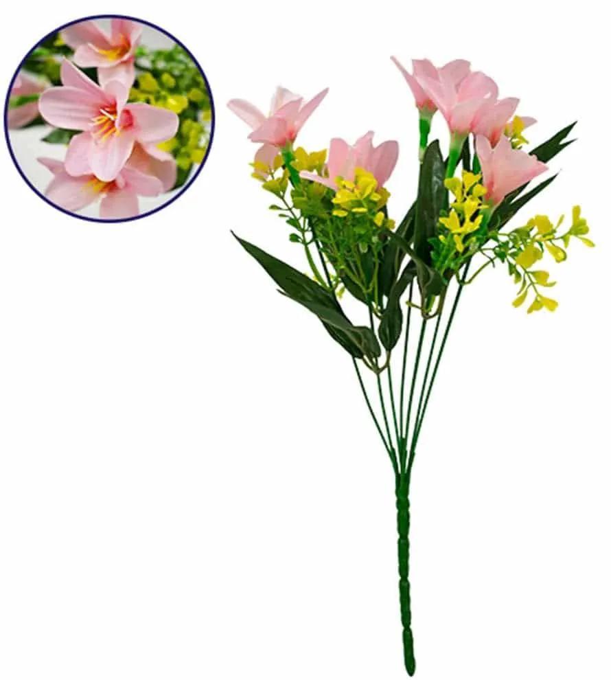 Διακοσμητικό Μπουκέτο Rain Lily 09083 15x15x33cm Yellow-Pink GloboStar Πλαστικό