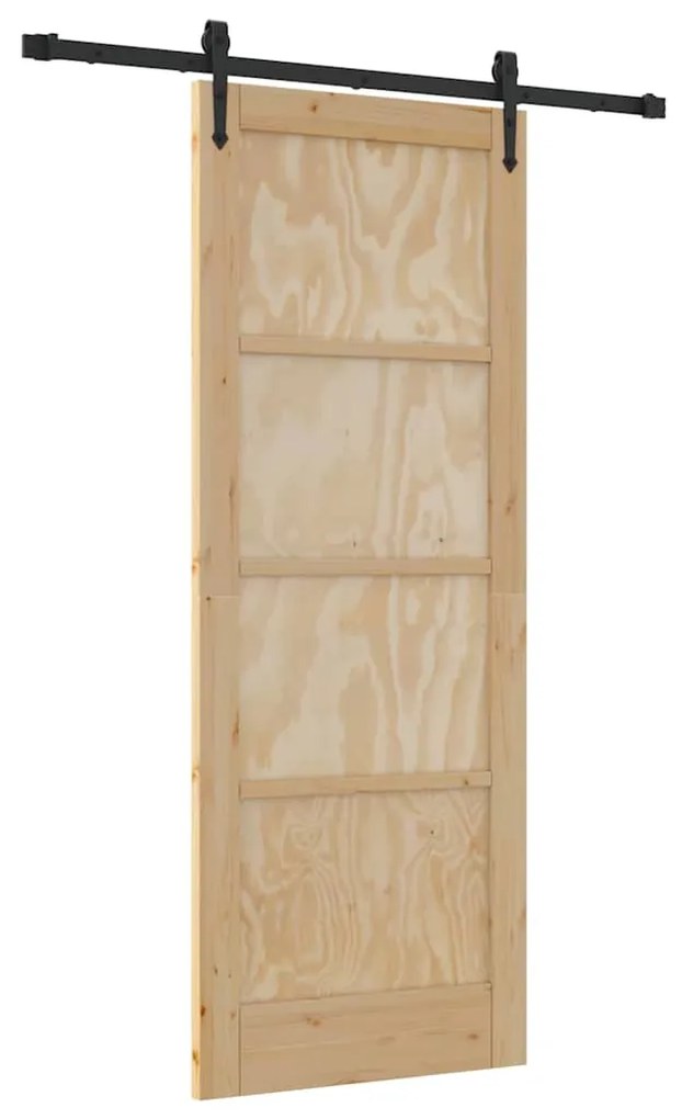 vidaXL Συρόμενη Πόρτα Χειροκίνητος Καφέ 78 x 202 εκ. Μασίφ ξύλο πεύκου