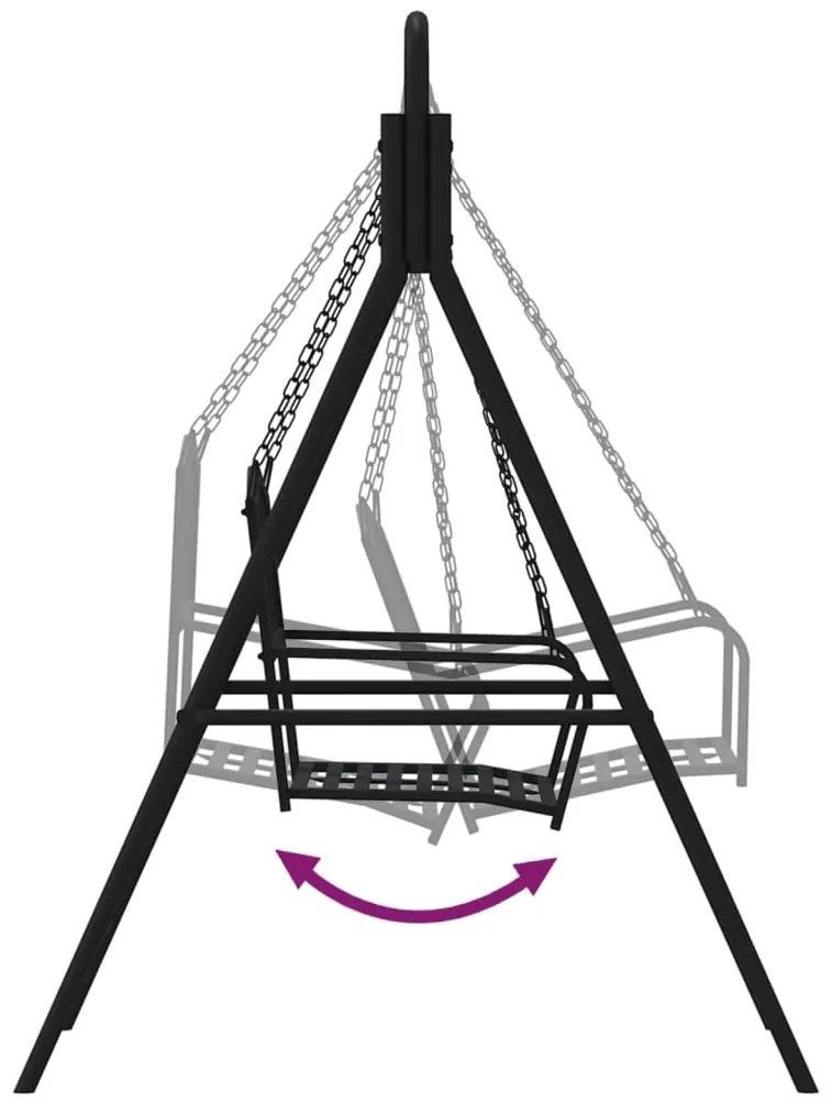 vidaXL Κουνιστό Παγκάκι Μαύρο 124 εκ. από Ατσάλι