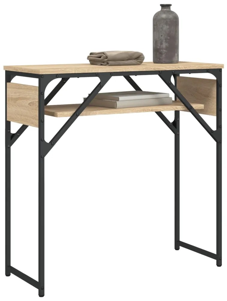vidaXL Τραπέζι Κονσόλα με Ράφι Sonoma Δρυς 75x30x75 εκ. Επεξεργ. Ξύλο