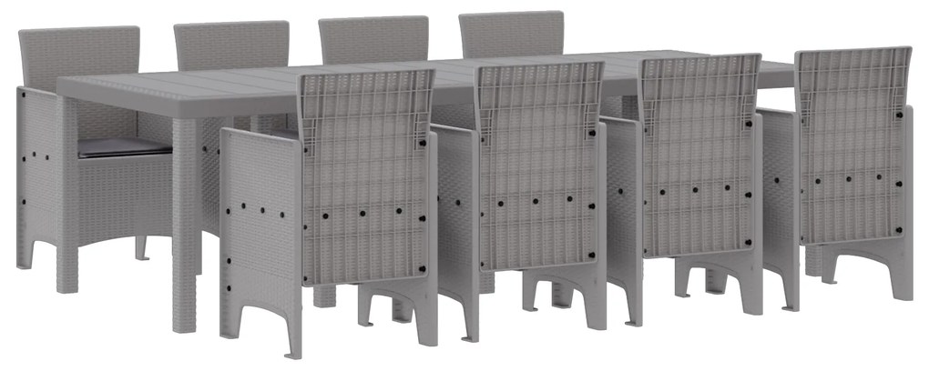vidaXL Σετ Εξωτερικής Τραπεζαρίας 9 pcs Λευκό 250 x 100 x 73 εκ