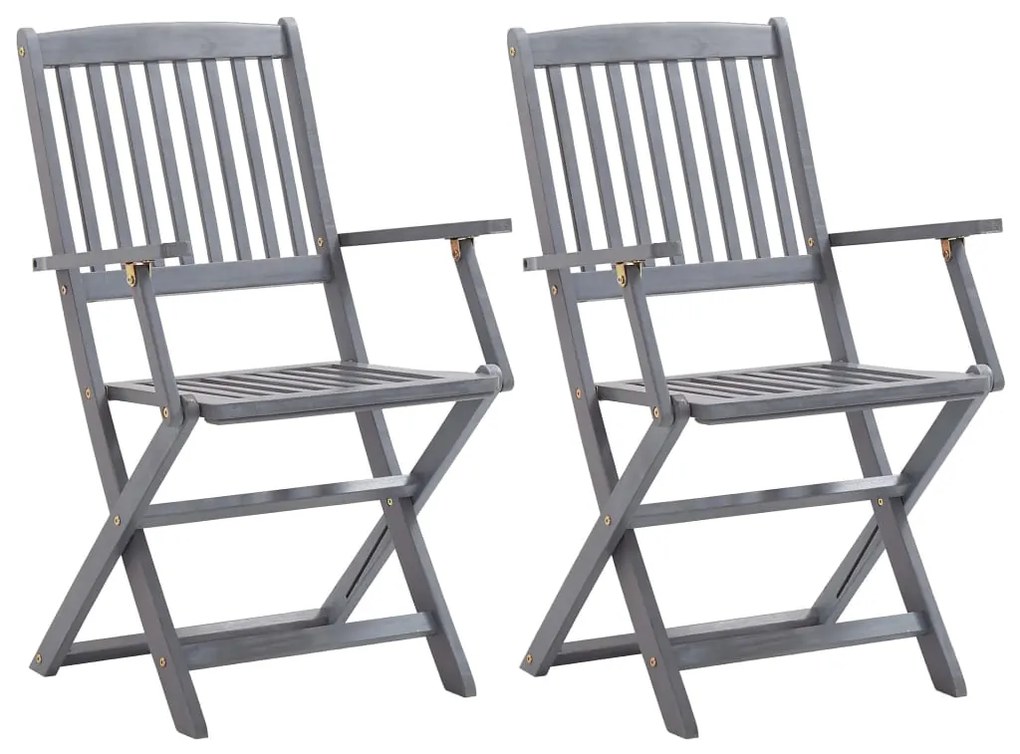 vidaXL Καρέκλες Εξ. Χώρου Πτυσσόμενες 2 τεμ. Ξύλο Ακακίας &amp; Μαξιλάρια