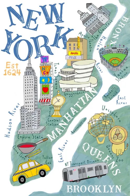Εικονογράφηση Illustrated Map of New York, Carla Daly