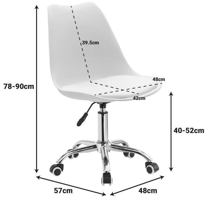 Καρέκλα γραφείου εργασίας Gaston II PP-PU γκρι 48x57x80 εκ.