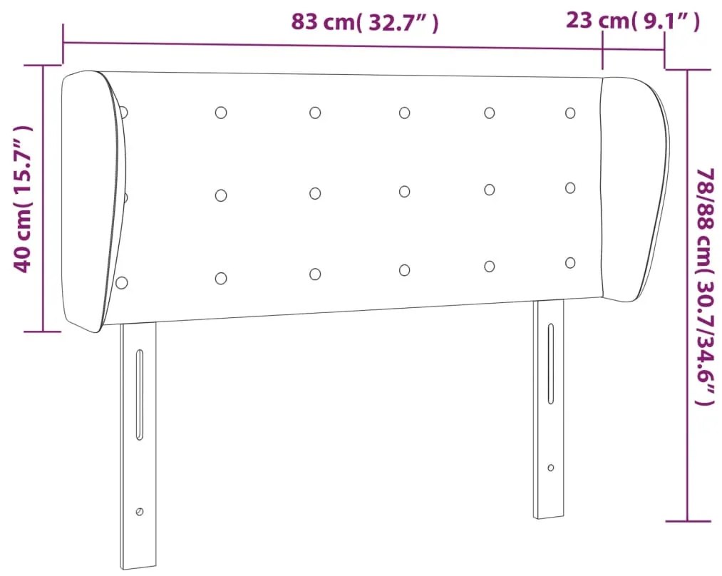 Κεφαλάρι με Πτερύγια Ανοιχτό Γκρι 83x23x78/88 εκ. Βελούδινο 3117608