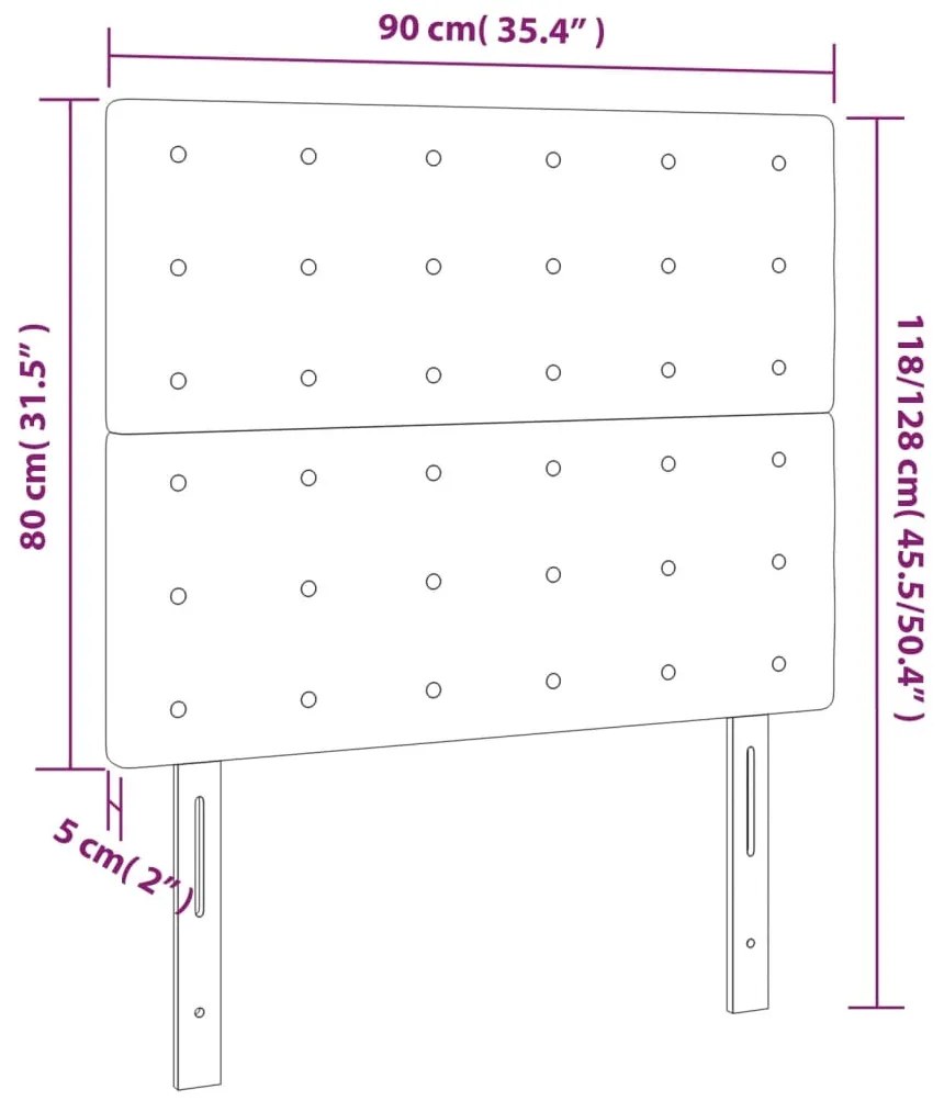 vidaXL Κεφαλάρι Κρεβατιού LED Σκούρο Γκρι 90x5x118/128 εκ. Βελούδινο