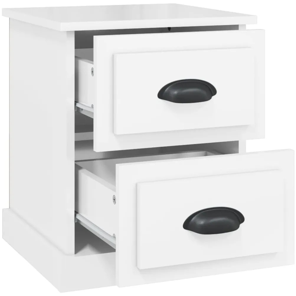 vidaXL Κομοδίνα 2 τεμ. Γυαλ. Λευκό 39x39x47,5 εκ. Επεξεργασμένο Ξύλο