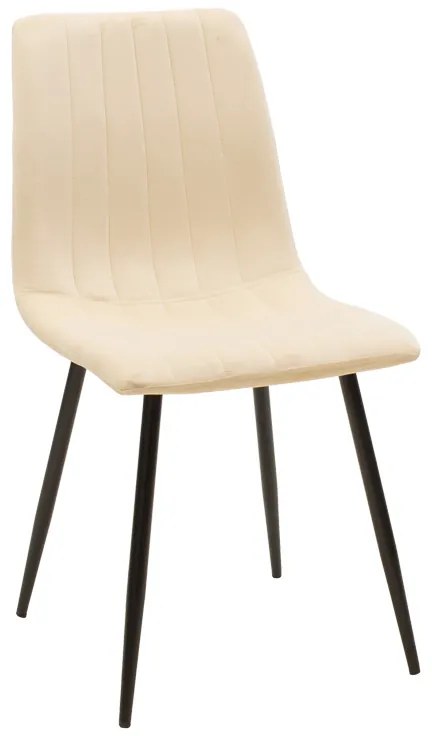 Καρέκλα Noor pakoworld μπεζ βελούδο με πόδι μετάλλου σε μαύρη απόχρωση 44x53x86εκ