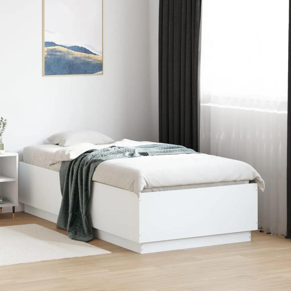 vidaXL Πλαίσιο Κρεβατιού με LED Λευκό 75x190εκ. από Επεξεργασμένο Ξύλο