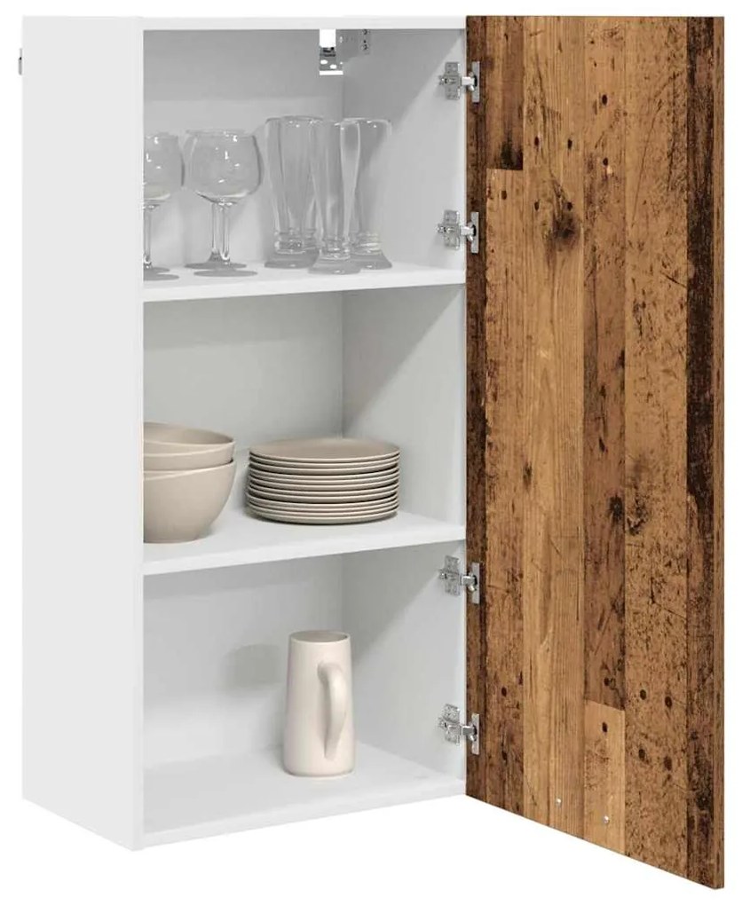 vidaXL Κρεμαστό ντουλάπι Παλαιό Ξύλο και Λευκό 50 x 31 x 100 εκ.