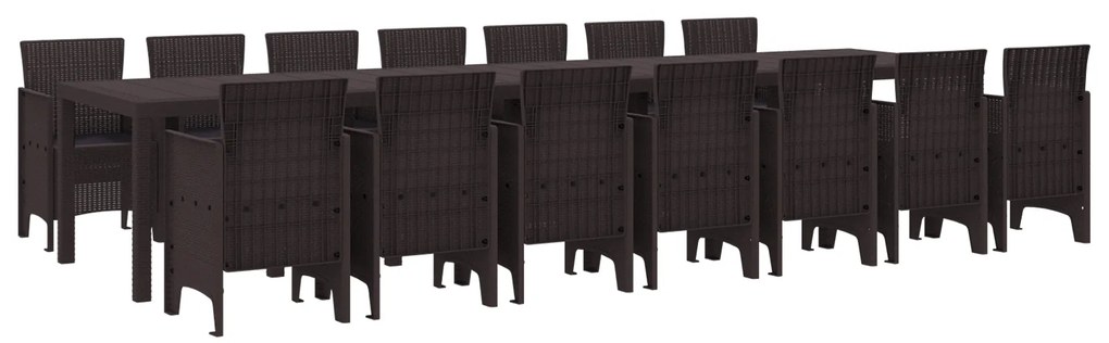 vidaXL Σέτ φαγητού για κήπο 15 pcs Καφέ Rattan Polt