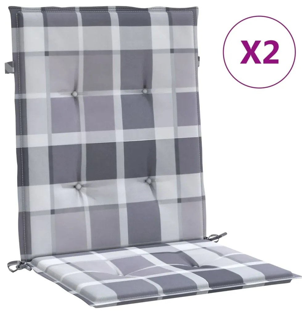 vidaXL Μαξιλάρια Καρέκλας Κήπου Πλάτη 2τεμ Γκρι Καρό 100x50x3εκ Oxford