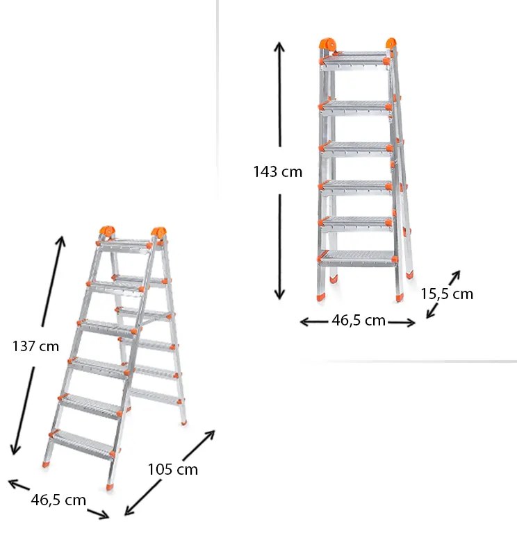 Σκάλα Double Step Perilla μεταλλική 6+6 σκαλοπάτια 137εκ.