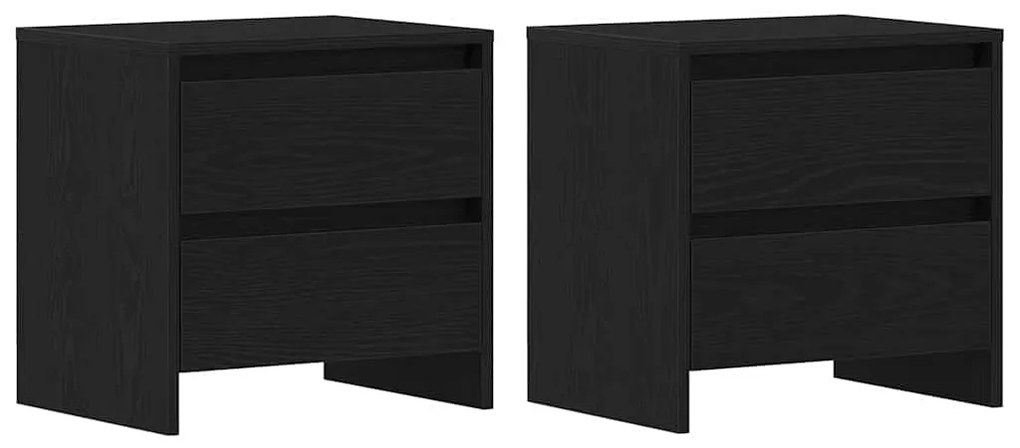 vidaXL Κομοδίνο 2 pcs Μαύρη δρυς 45 x 34 x 44.5 εκ Επεξεργασμένο ξύλο