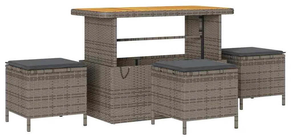 vidaXL Σετ Καναπέ Κήπου με μαξιλάρι 9 pcs Γκρι Πολυ ράταν