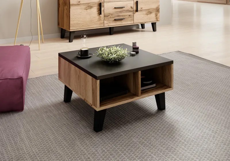 coffee table 60 LOTTA  wotan oak/black DIOMMI CAMA-LOTTA-ŁAWA-60-DWO/CZ DIOMMI-60-19744