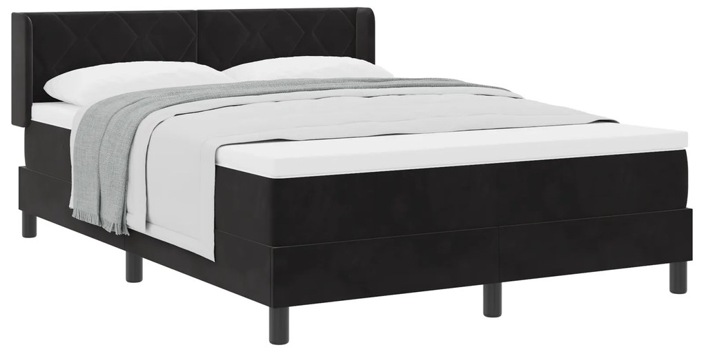 vidaXL Κρεβάτι Box Spring με Στρώμα Μαύρο 140x190 εκ Βελούδο