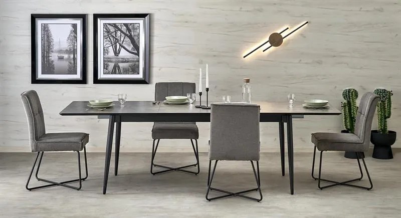 CHARLES table grey marble / black DIOMMI-60-29282