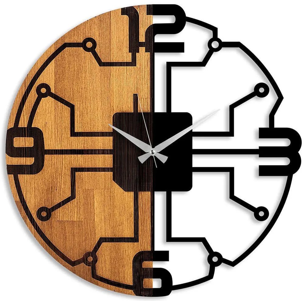 Ρολόι Τοίχου 539TNL1161 Φ56cm Walnut-Black Wallity Metal,Wood