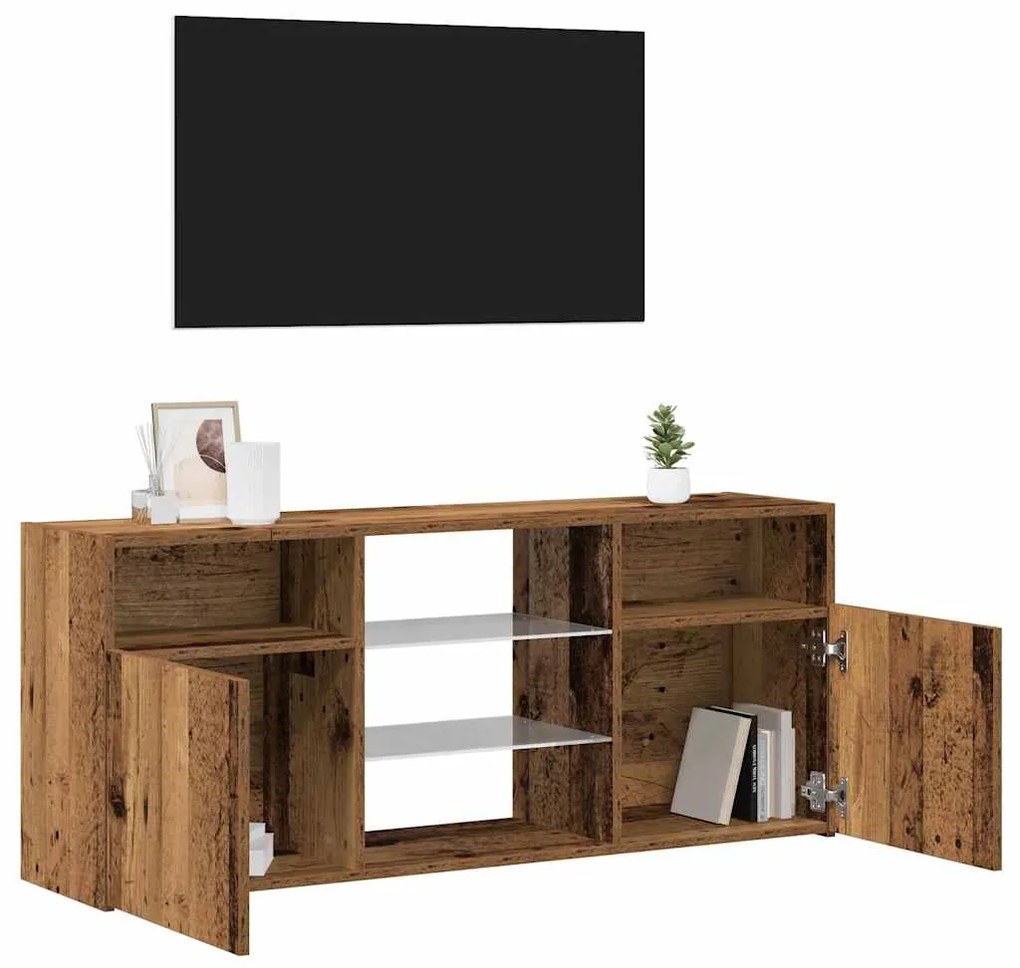 vidaXL Έπιπλο Τηλεόρασης LED Όψη Παλαιού Ξύλου 120x30x50 εκ.Επεξ. Ξύλο