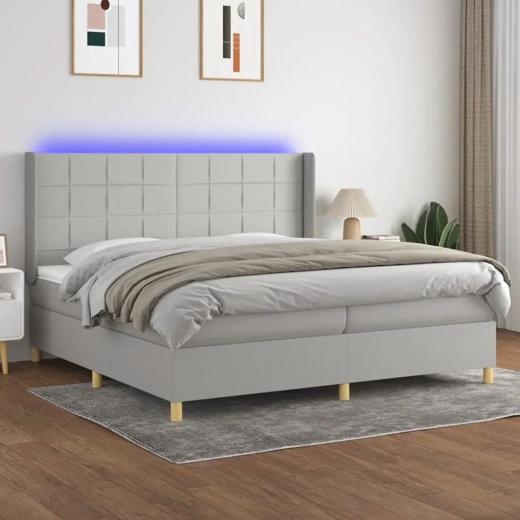 ΚΡΕΒΑΤΙ BOXSPRING ΜΕ ΣΤΡΩΜΑ &amp; LED ΑΝ.ΓΚΡΙ 200X200ΕΚ. ΥΦΑΣΜΑΤΙΝΟ 3138901