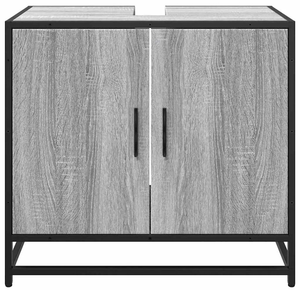 vidaXL Ντουλάπι νιπτήρα μπάνιου γκρι Sonoma 65x33x60 cm