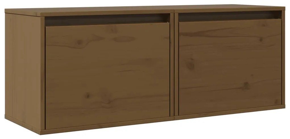 vidaXL Ντουλάπια Τοίχου 2 τεμ. Καφέ Μελί 45x30x35 εκ Μασίφ Ξύλο Πεύκου