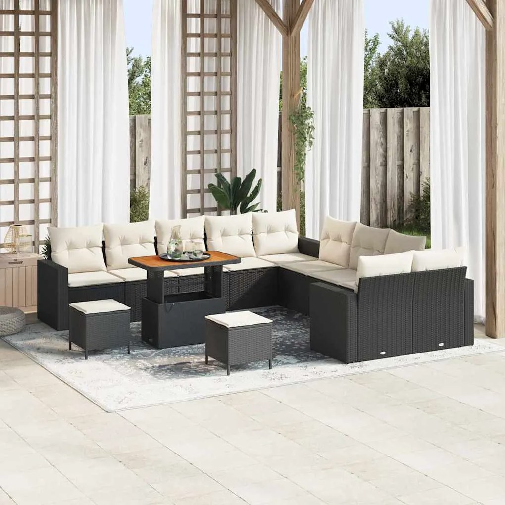 vidaXL Σετ Καναπέ Κήπου 13 pcs Μαύρο συνθετικό ρατάν