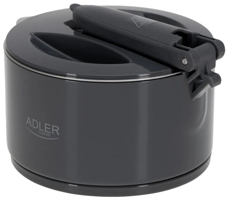 Τουριστικός ηλεκτρικός βραστήρας Adler AD 1377, 600W, 0,6 l, Αναδιπλούμενο σώμα σιλικόνης, Προστασία υπερθέρμανσης, Ένδειξη φωτός, Γκρι/Μαύρο