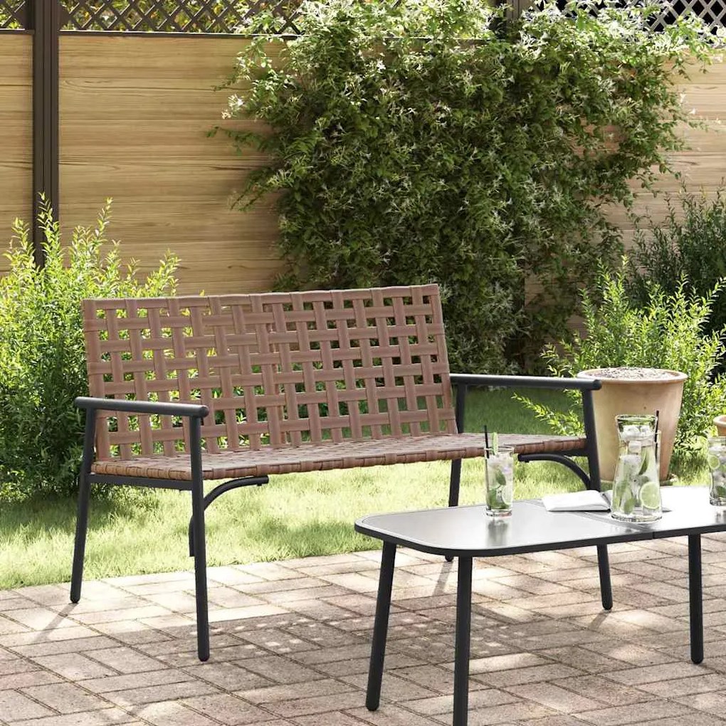 vidaXL Μαύρο Παγκάκι  113x79x75 εκ Πολυ Ράτταν