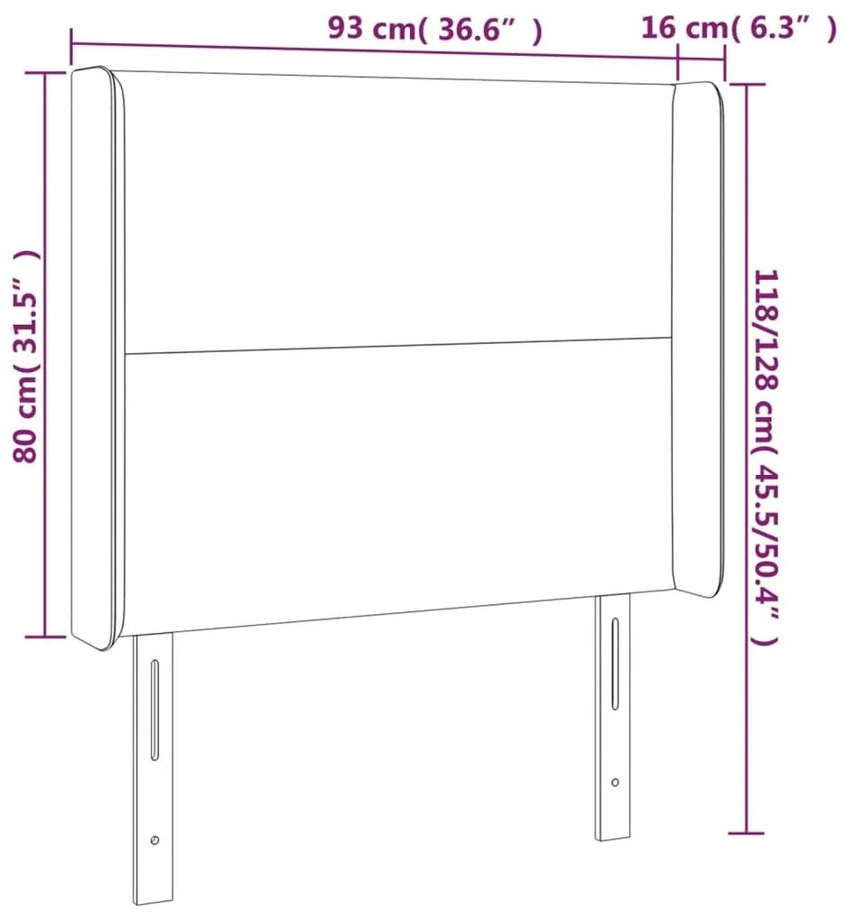 Κεφαλάρι Κρεβατιού LED Μαύρο 93x16x118/128εκ. Συνθετ. Δέρμα - Μαύρο