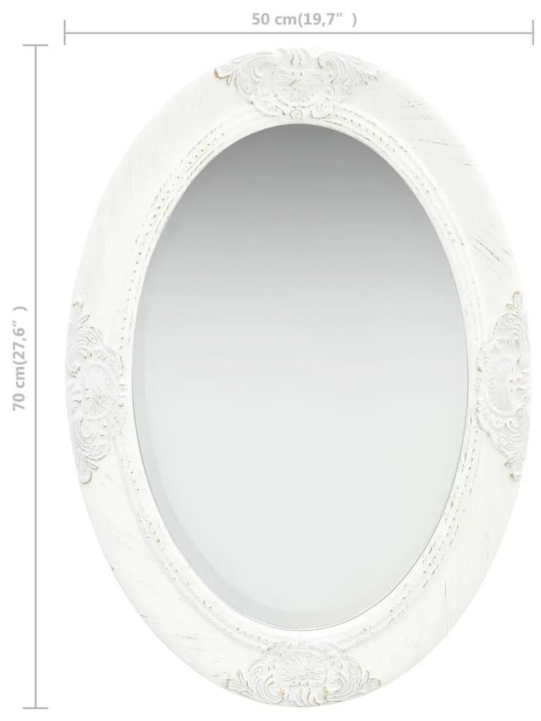 vidaXL Καθρέφτης Τοίχου με Μπαρόκ Στιλ Λευκός 50 x 70 εκ.