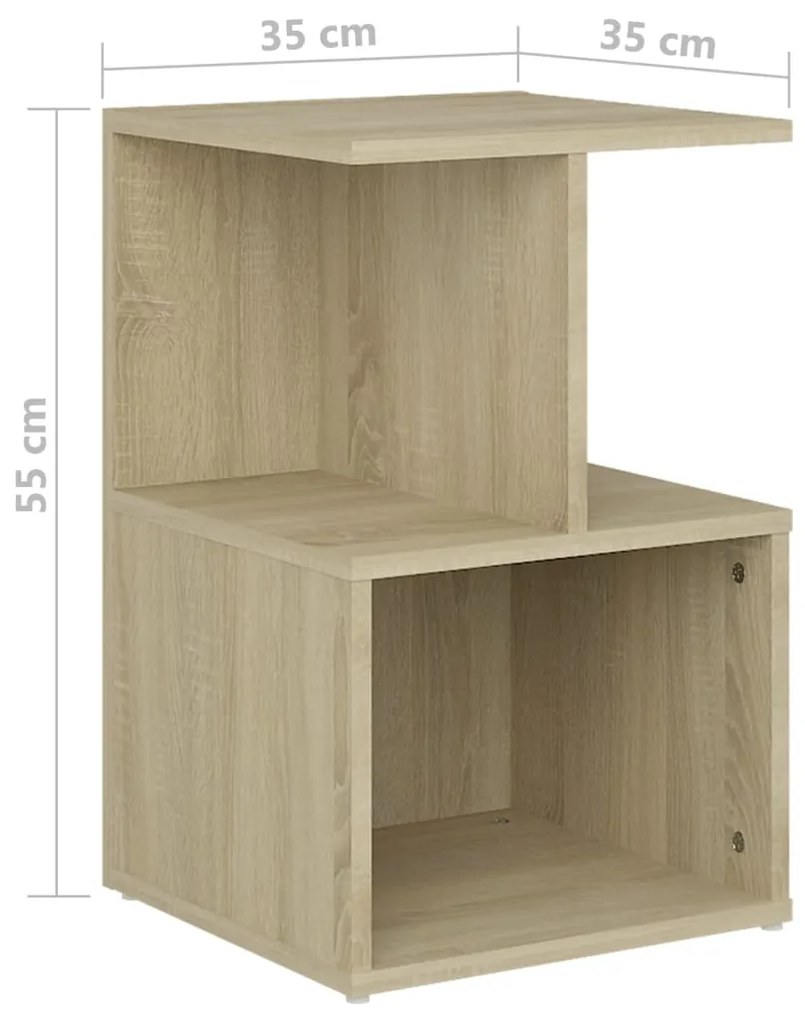 vidaXL Κομοδίνα 2 τεμ. Sonoma Δρυς 35 x 35 x 55 εκ. από Επεξ. Ξύλο