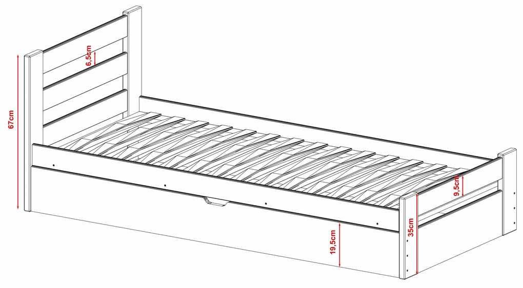 Κρεβάτι Μπαούλο Nela από μασίφ ξύλο Graphite  90×200cm (Δώρο 10% Έκπτωση στo Στρώμα)