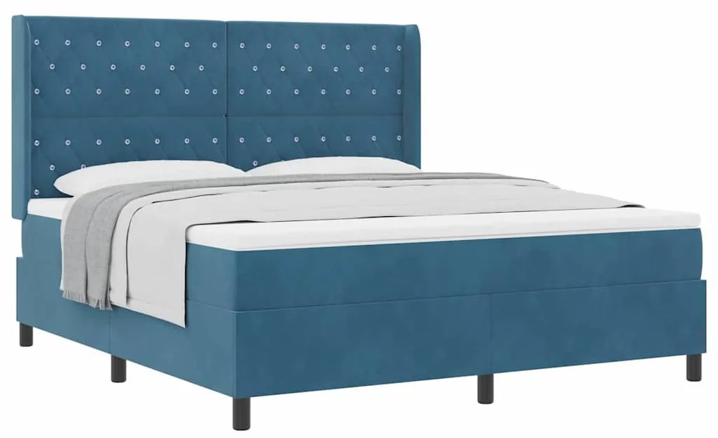 vidaXL Κρεβάτι με ελατήρια με μαξιλάρι Μπλε 180 x 200 cm Βελούδο