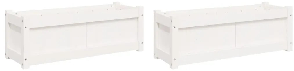 vidaXL Ζαρντινιέρες 2 τεμ. Λευκό από Μασίφ Ξύλο Πεύκου